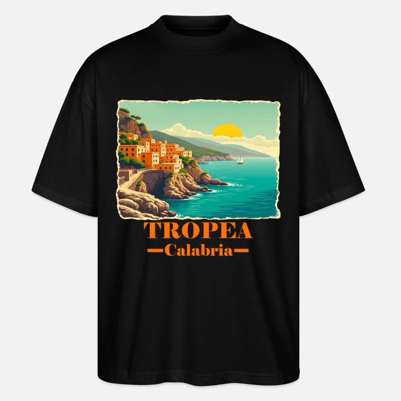 Tropea Calabria orange - Stanley/Stella Oversized Unisex Organic T-shirt Blaster 2.0 - black
