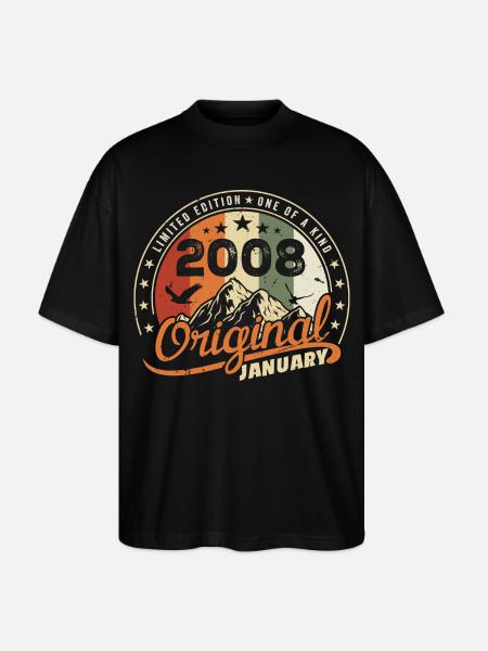 Origineel Geboren in januari verjaardag | Januari 2008 - Stanley/Stella Uniseks oversized bio T-shirt Blaster 2.0 - zwart