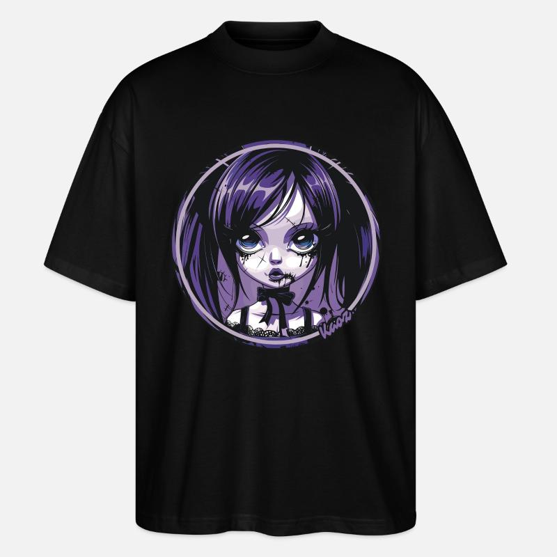Gothic Chibi Mädchen – Dunkle Ästhetik - Stanley/Stella Oversized Unisex Bio T-Shirt Blaster 2.0 - Schwarz