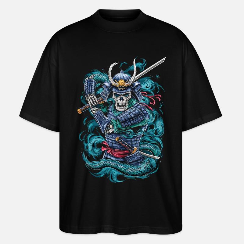 Ghostly Samurai Warrior - Stanley/Stella Oversized Unisex Organic T-shirt Blaster 2.0 - black