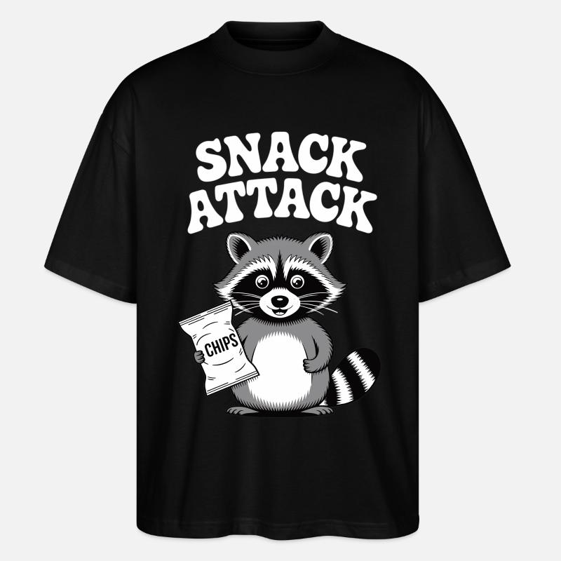 Chips und Waschbär - Stanley/Stella Oversized Unisex Bio T-Shirt Blaster 2.0 - Schwarz