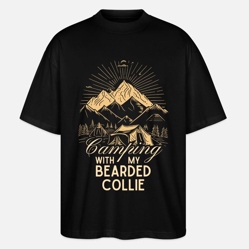 Bearded Collie Camping - Stanley/Stella Oversized Unisex Organic T-shirt Blaster 2.0 - black
