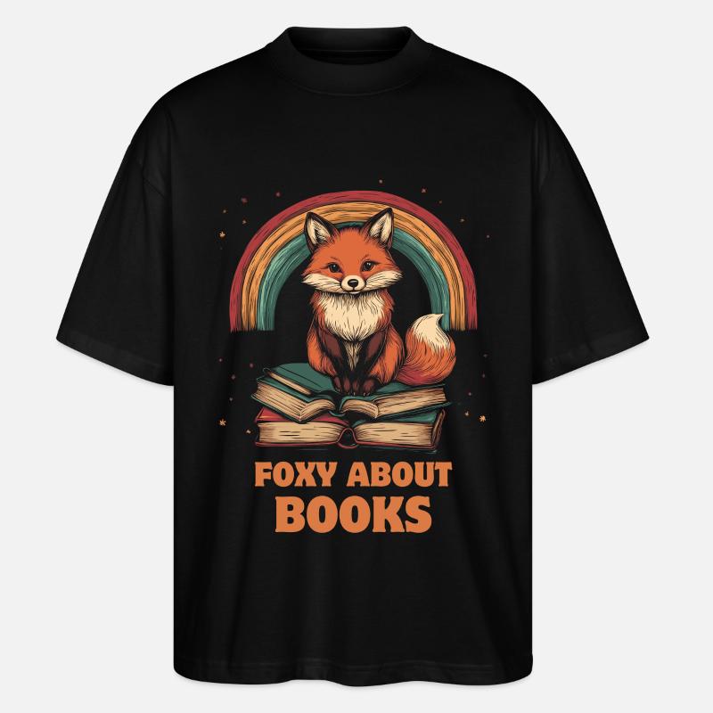 Fuchs mit Bücher lustiger Spruch - Stanley/Stella Oversized Unisex Bio T-Shirt Blaster 2.0 - Schwarz