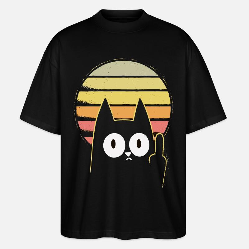 Mittelfinger Katze - Stanley/Stella Oversized Unisex Bio T-Shirt Blaster 2.0 - Schwarz