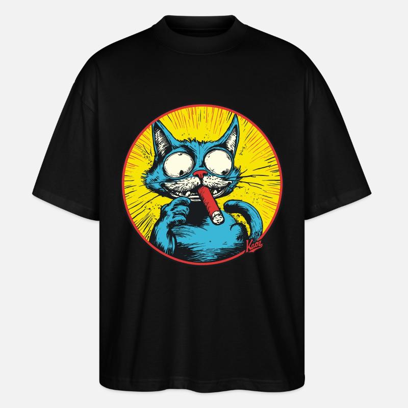 Coole Blaue Antihelden-Katze - Stanley/Stella Oversized Unisex Bio T-Shirt Blaster 2.0 - Schwarz