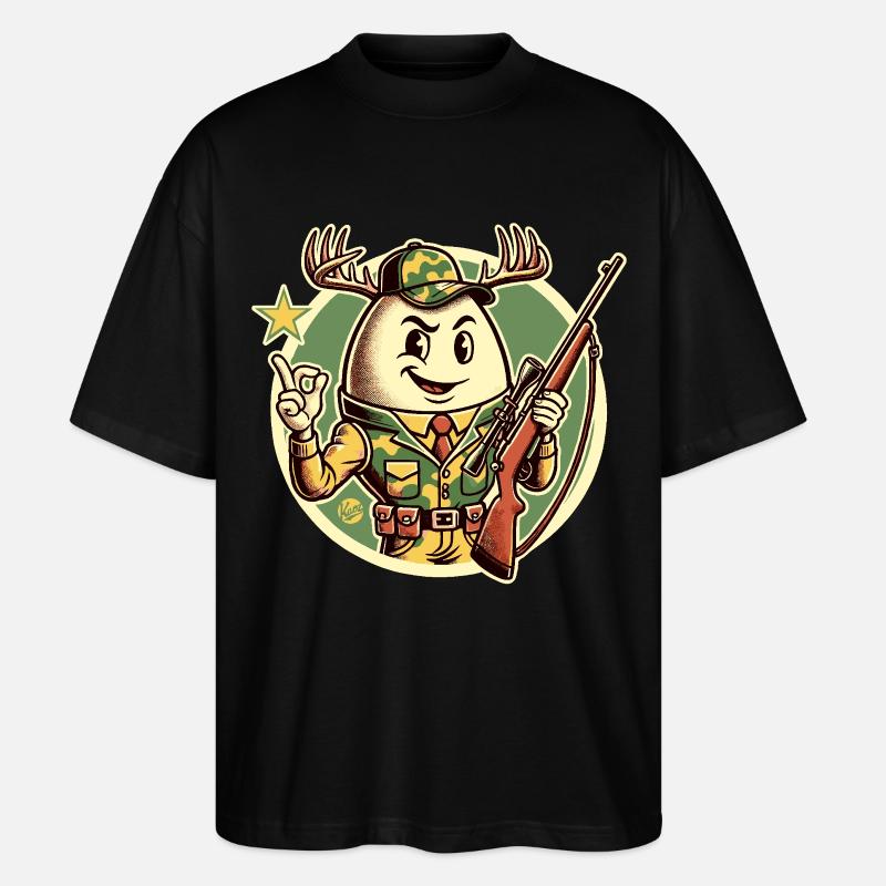 Jäger-Ei mit Hirschgeweih - Stanley/Stella Oversized Unisex Bio T-Shirt Blaster 2.0 - Schwarz