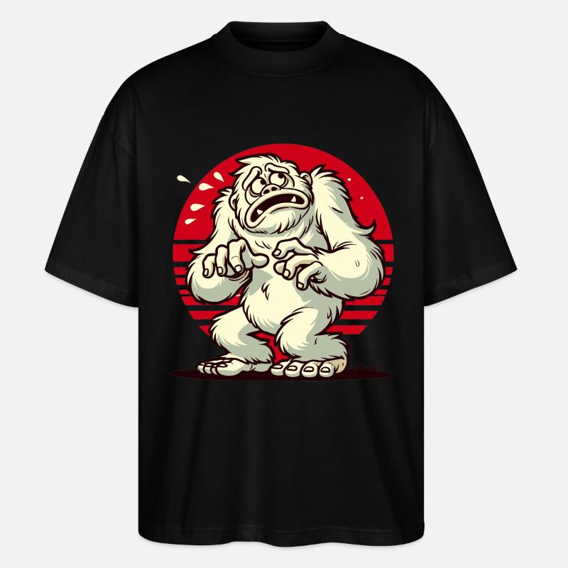 Effrayé drôle Yéti Bigfoot effrayé - T-shirt bio Blaster 2.0 coupe oversize Stanley/Stella Unisexe - noir