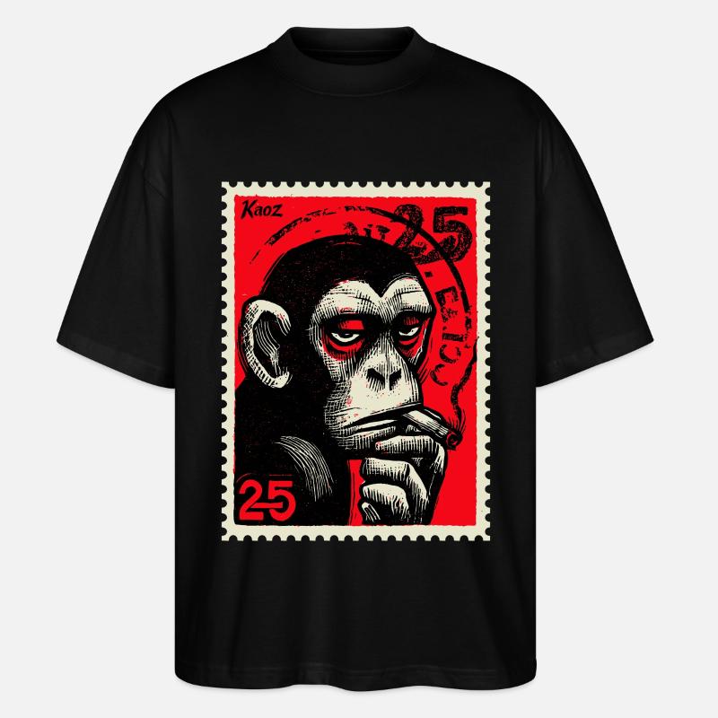 Singe cool sur timbre-poste - T-shirt bio Blaster 2.0 coupe oversize Stanley/Stella Unisexe - noir