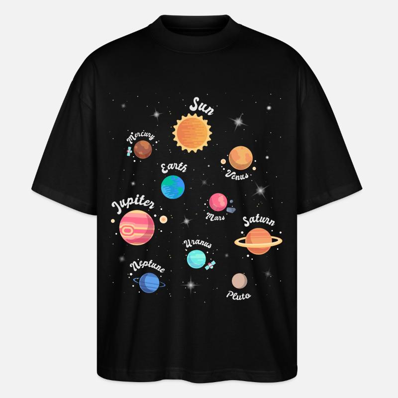 Enfants Système solaire Planètes spatiales - T-shirt bio Blaster 2.0 coupe oversize Stanley/Stella Unisexe - noir