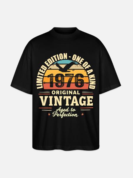 1976 Verjaardagscadeau Vintage 1976 Retro 1976 - Stanley/Stella Uniseks oversized bio T-shirt Blaster 2.0 - zwart