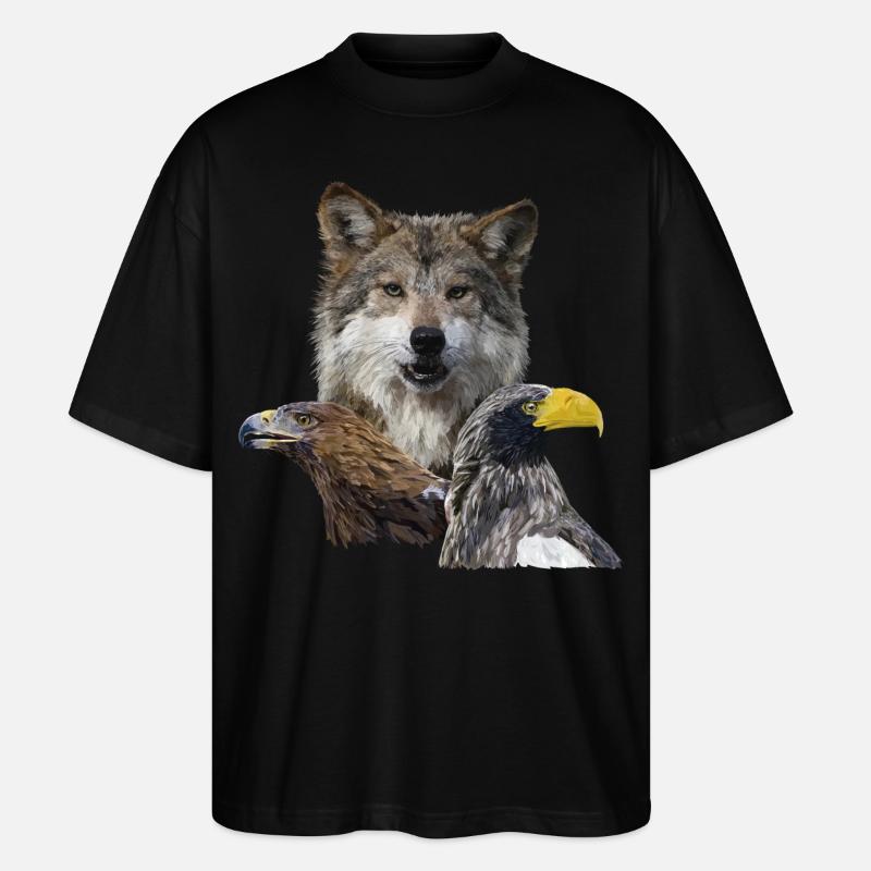 Wolf und Adler - Stanley/Stella Oversized Unisex Bio T-Shirt Blaster 2.0 - Schwarz