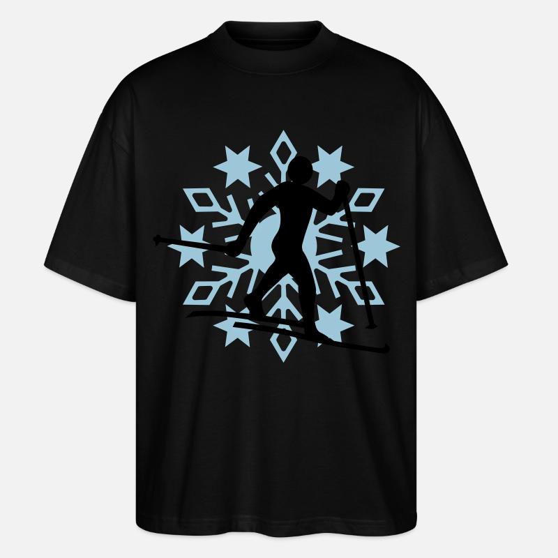 Langläufer Schneeflocke - Stanley/Stella Oversized Unisex Bio T-Shirt Blaster 2.0 - Schwarz