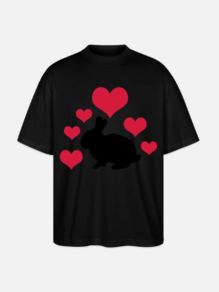 Rabbit with 6 hearts 2 - Stanley/Stella Oversized Unisex Organic T-shirt Blaster 2.0 - black