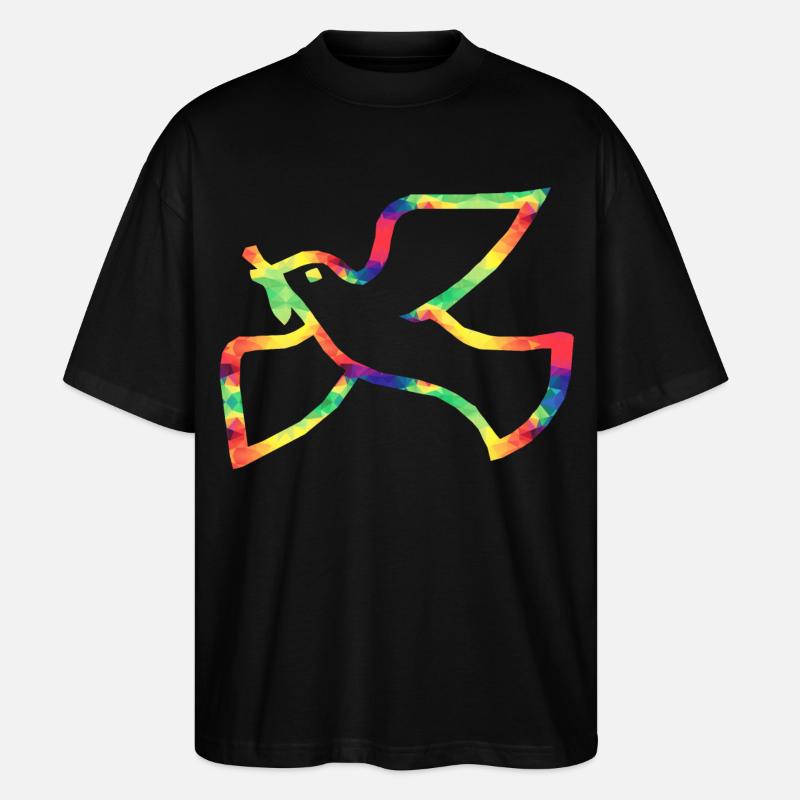 Bunte Friedenstaube - Stanley/Stella Oversized Unisex Bio T-Shirt Blaster 2.0 - Schwarz