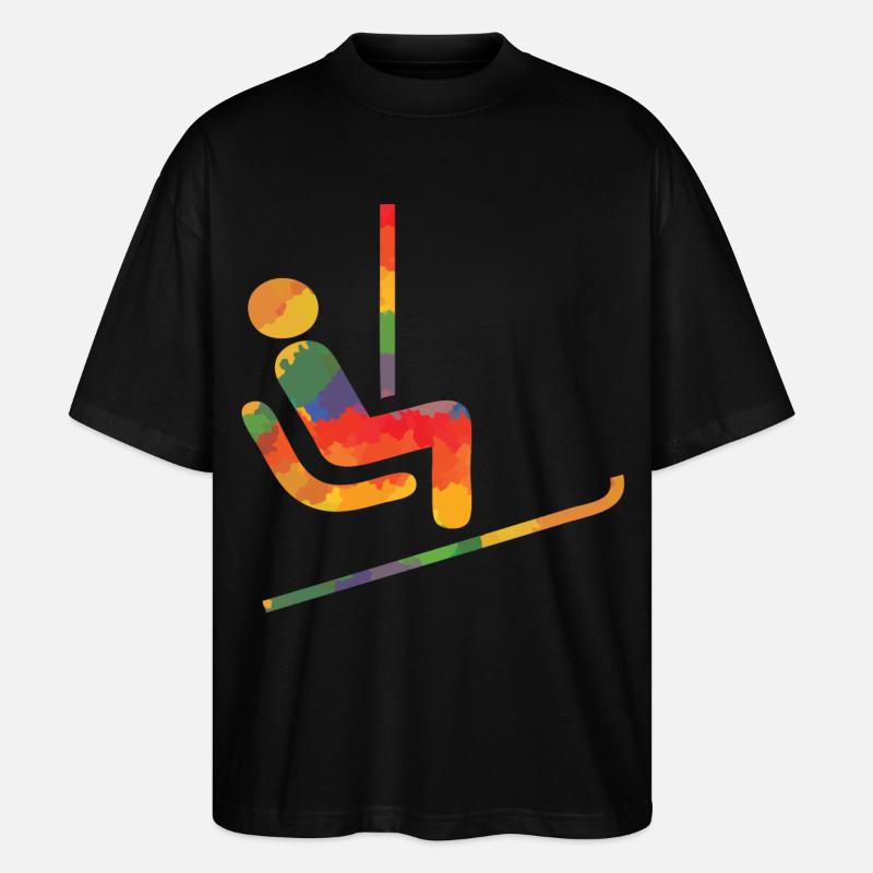 Farbiger Ski Läufer - Stanley/Stella Oversized Unisex Bio T-Shirt Blaster 2.0 - Schwarz