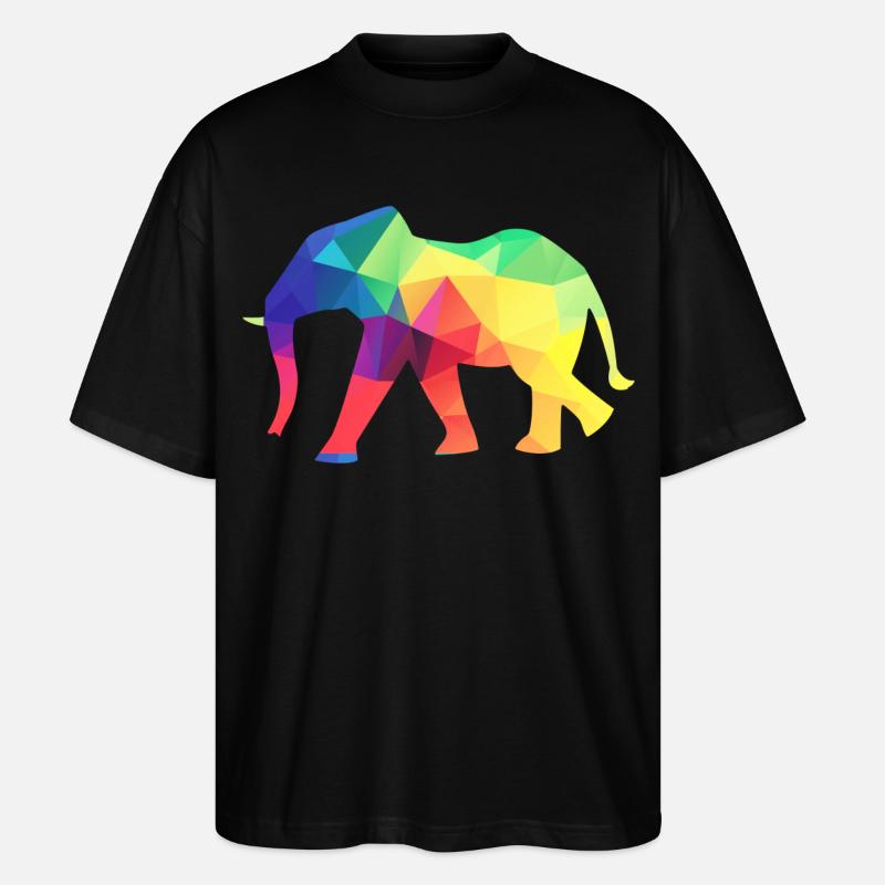 Bunter Elefant - Stanley/Stella Oversized Unisex Bio T-Shirt Blaster 2.0 - Schwarz
