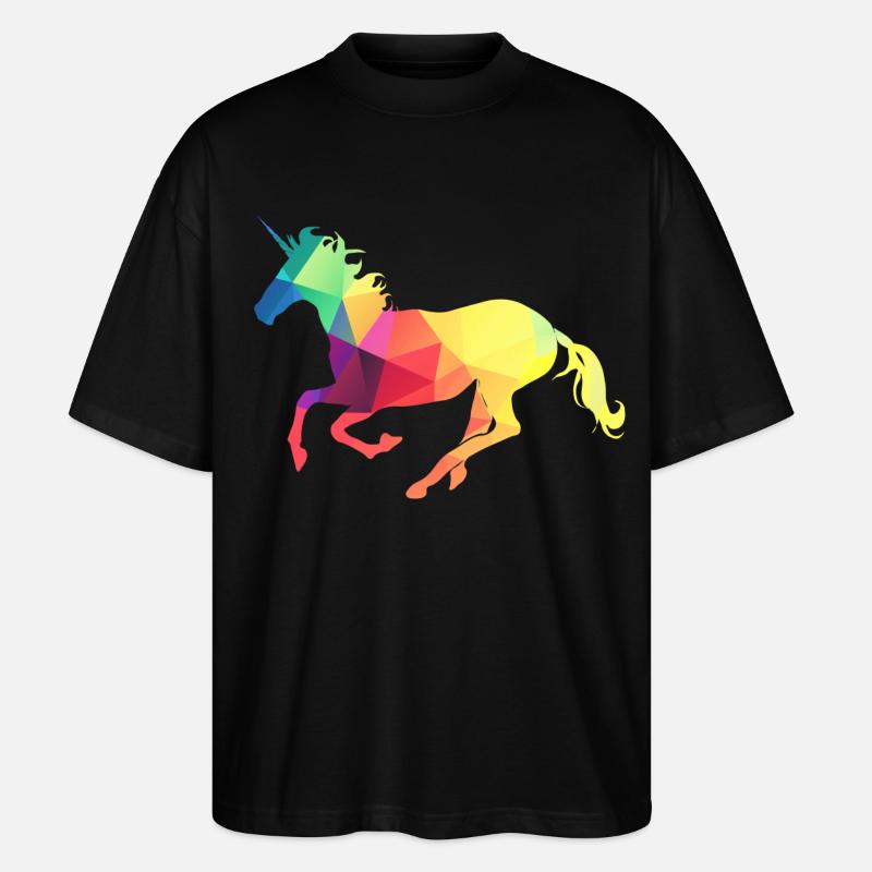 Buntes Einhorn - Stanley/Stella Oversized Unisex Bio T-Shirt Blaster 2.0 - Schwarz
