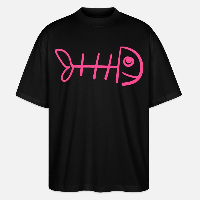 Fischgräte - Lustiges Katzenshirt - Stanley/Stella Oversized Unisex Bio T-Shirt Blaster 2.0 - Schwarz