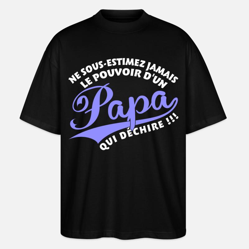 Papa qui déchire bleu - T-shirt bio Blaster 2.0 coupe oversize Stanley/Stella Unisexe - noir
