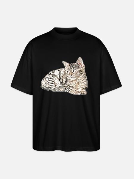 Süsse katze - Stanley/Stella Oversized Unisex Bio T-Shirt Blaster 2.0 - Schwarz