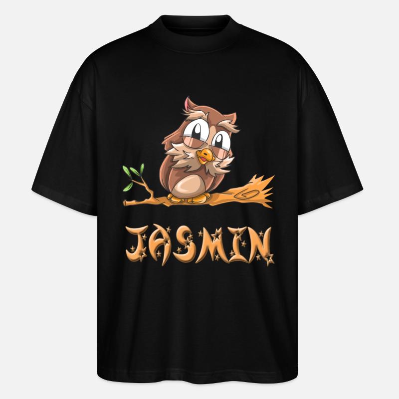 Eule Jasmin - Stanley/Stella Oversized Unisex Bio T-Shirt Blaster 2.0 - Schwarz