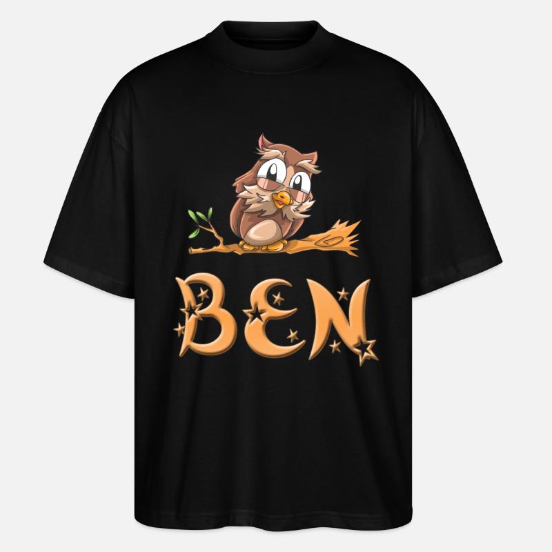 Eule Ben - Stanley/Stella Oversized Unisex Bio T-Shirt Blaster 2.0 - Schwarz