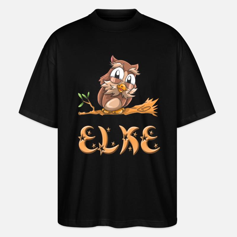 Eule Elke - Stanley/Stella Oversized Unisex Bio T-Shirt Blaster 2.0 - Schwarz