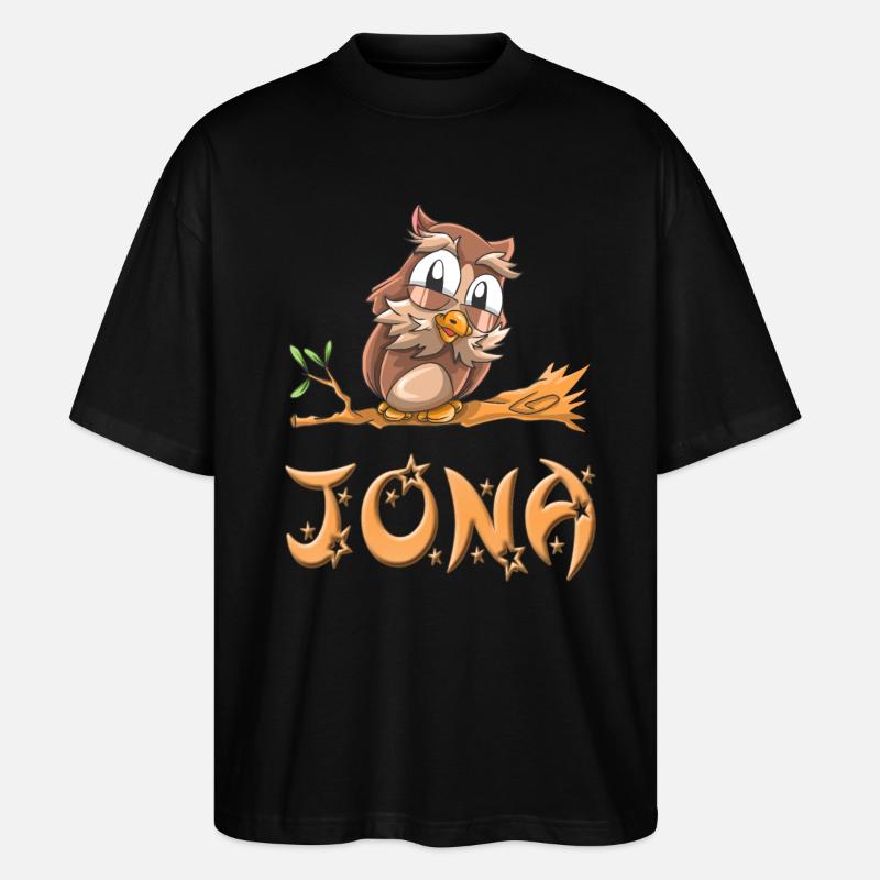 Eule Jona - Stanley/Stella Oversized Unisex Bio T-Shirt Blaster 2.0 - Schwarz