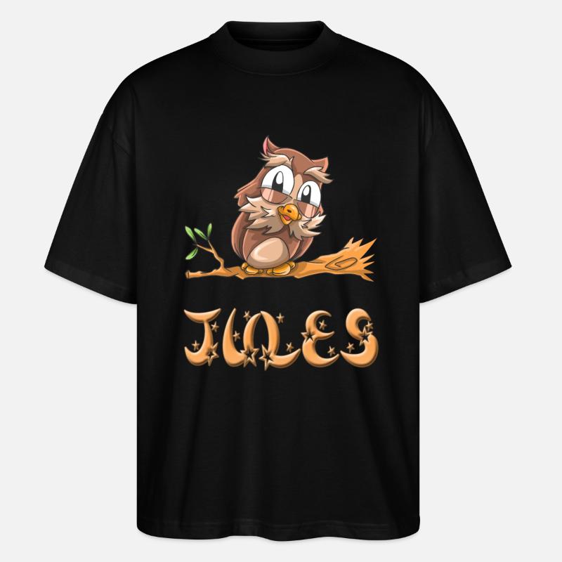 Eule Jules - Stanley/Stella Oversized Unisex Bio T-Shirt Blaster 2.0 - Schwarz