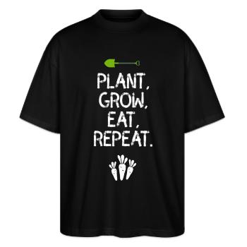 garden Gärtner Bauer Landwirt bio öko Vegan farmer - Stanley/Stella Oversized Unisex Bio T-Shirt Blaster 2.0 - Schwarz - Vorne - Alina (178cm) & Michal (187cm)