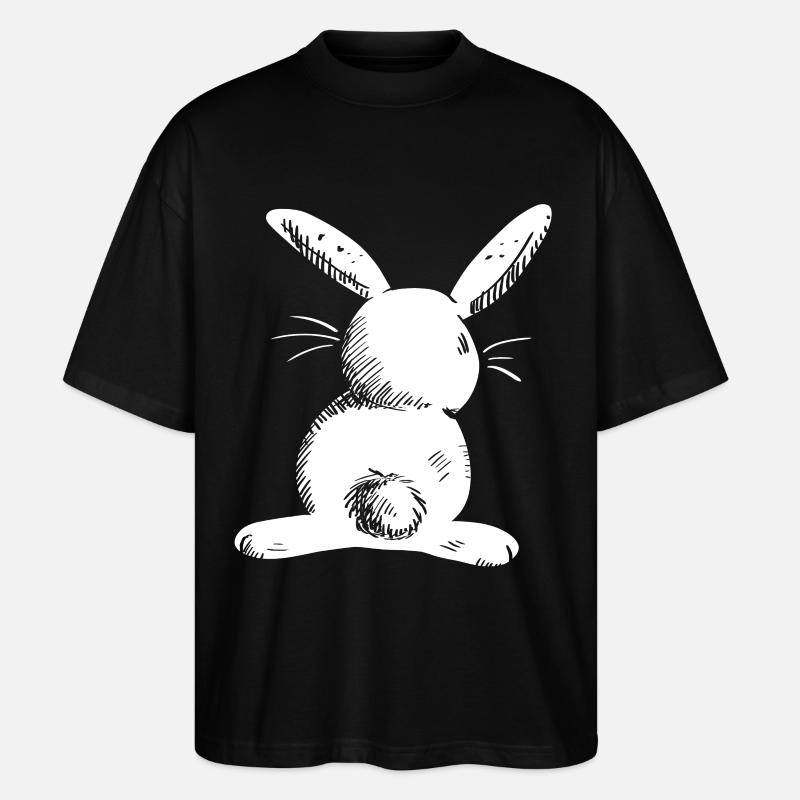 White long eared hare comic - Stanley/Stella Oversized Unisex Organic T-shirt Blaster 2.0 - black
