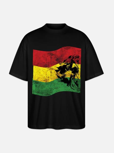Lion Reggae Drapeau - T-shirt bio Blaster 2.0 coupe oversize Stanley/Stella Unisexe - noir