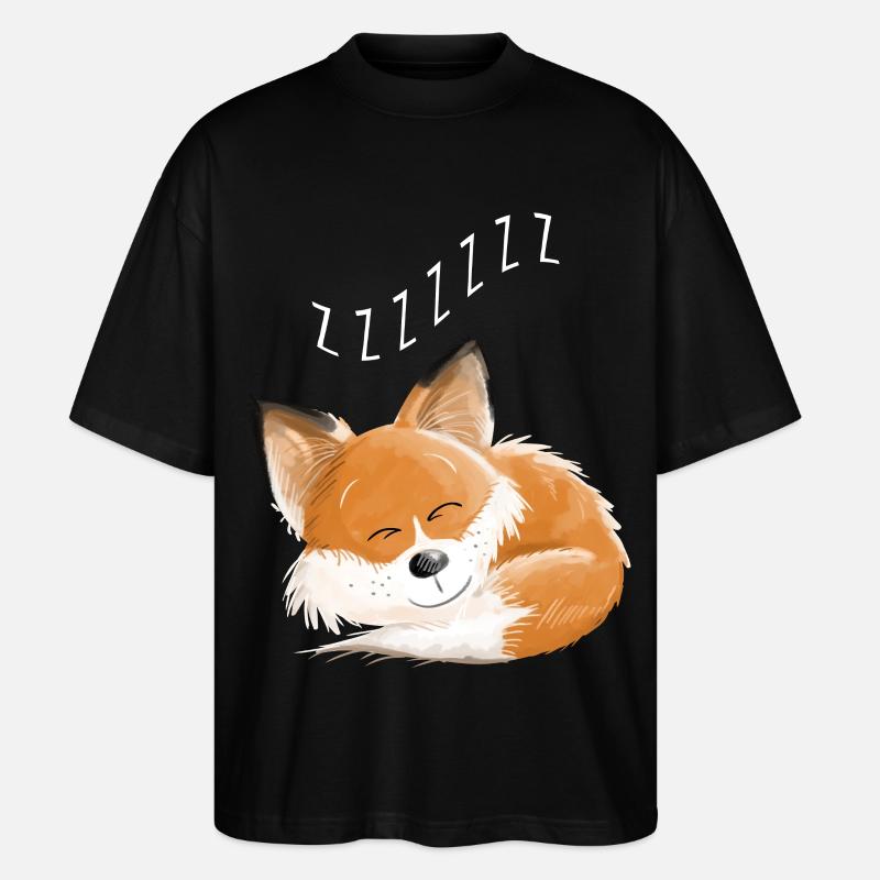 Fox sleeping - dream - dreams - foxes - Stanley/Stella Oversized Unisex Organic T-shirt Blaster 2.0 - black