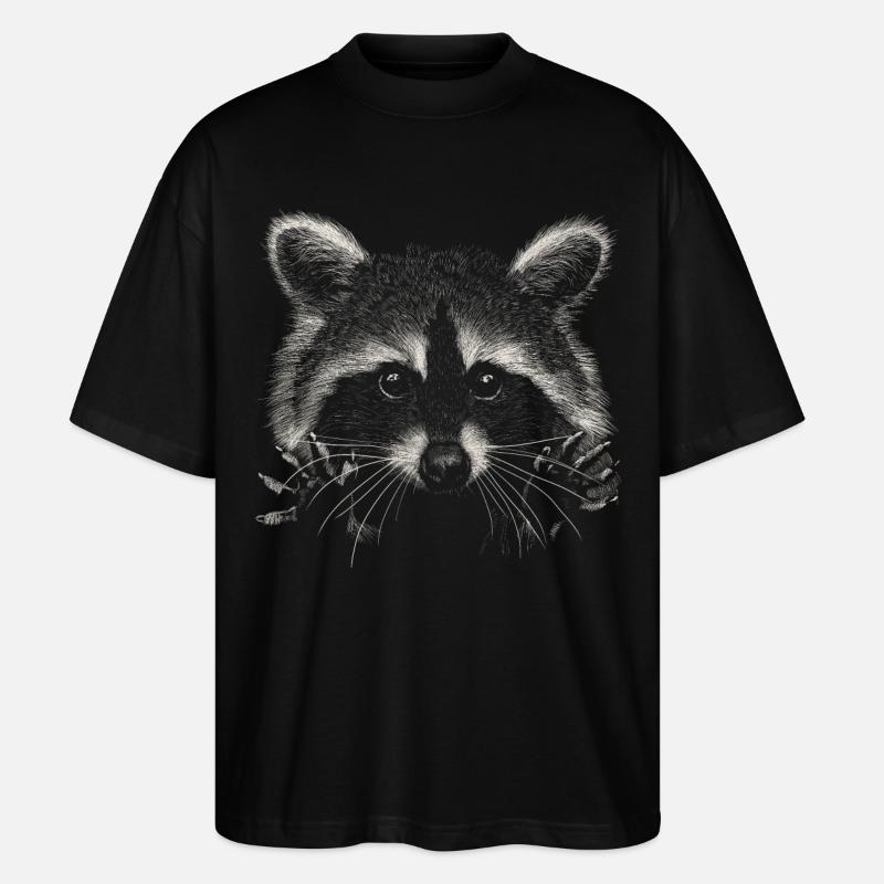 Waschbär - Stanley/Stella Oversized Unisex Bio T-Shirt Blaster 2.0 - Schwarz