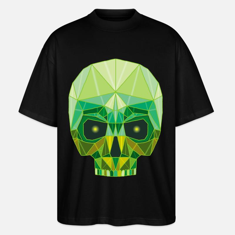 Smaragdgrüner Todeskopf - Stanley/Stella Oversized Unisex Bio T-Shirt Blaster 2.0 - Schwarz