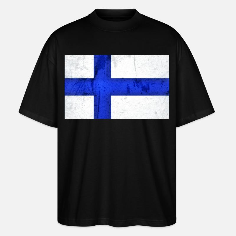 Drapeau de la Finlande - T-shirt bio Blaster 2.0 coupe oversize Stanley/Stella Unisexe - noir