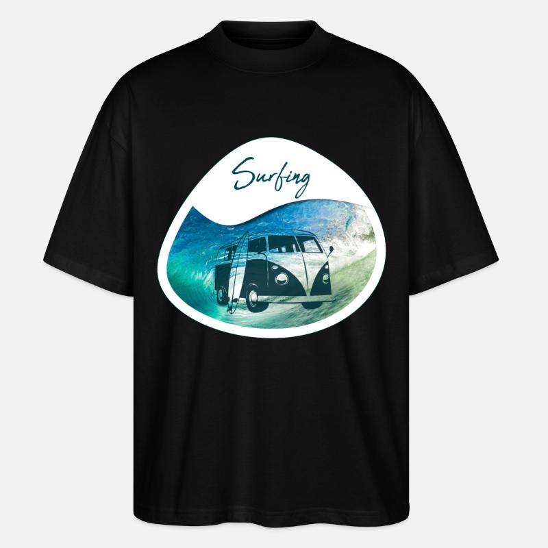 Bus de surf - design - T-shirt bio Blaster 2.0 coupe oversize Stanley/Stella Unisexe - noir