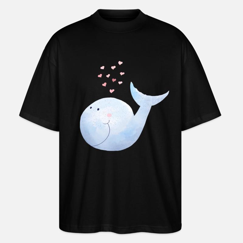 Wal versprüht Herzen I Blauwal Comic - Stanley/Stella Oversized Unisex Bio T-Shirt Blaster 2.0 - Schwarz
