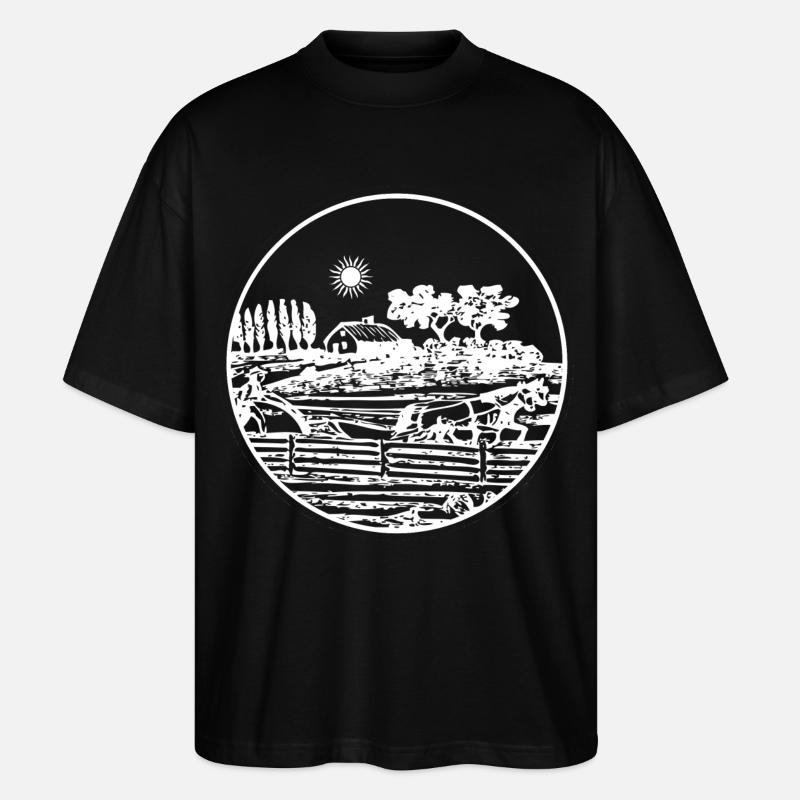 Landschaftssilhouette am See - Stanley/Stella Oversized Unisex Bio T-Shirt Blaster 2.0 - Schwarz