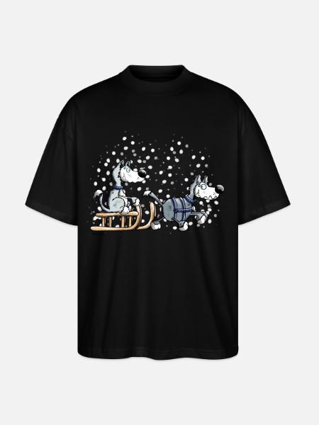 Huskies in the snow - Stanley/Stella Oversized Unisex Organic T-shirt Blaster 2.0 - black