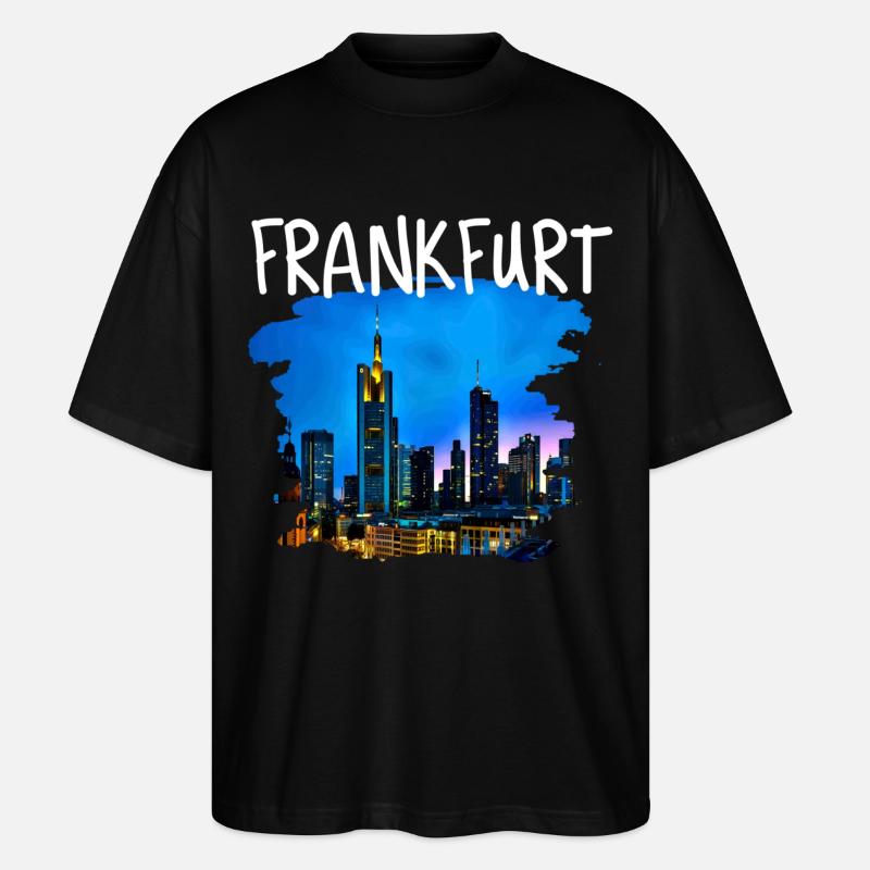 Frankfurt Skyline - Stanley/Stella Oversized Unisex Bio T-Shirt Blaster 2.0 - Schwarz
