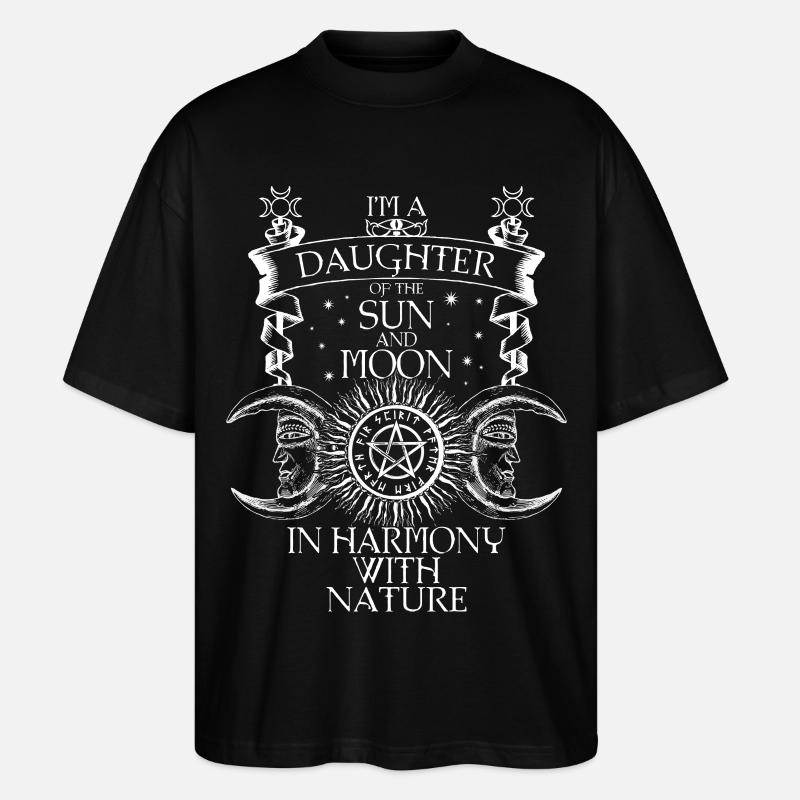 Harmonie mit Sonnen-, Mondmotiven - Stanley/Stella Oversized Unisex Bio T-Shirt Blaster 2.0 - Schwarz