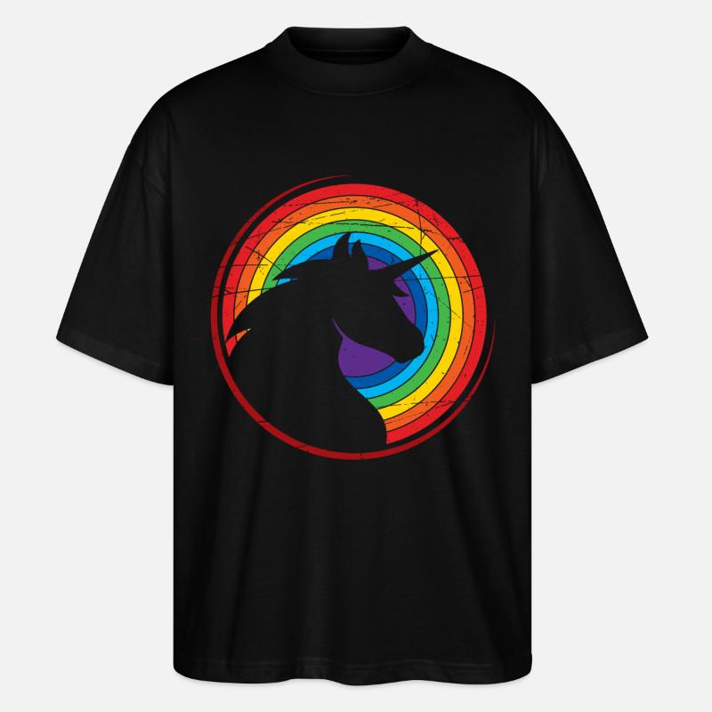 Einhorn - Bunt - Regenbogen - Stanley/Stella Oversized Unisex Bio T-Shirt Blaster 2.0 - Schwarz