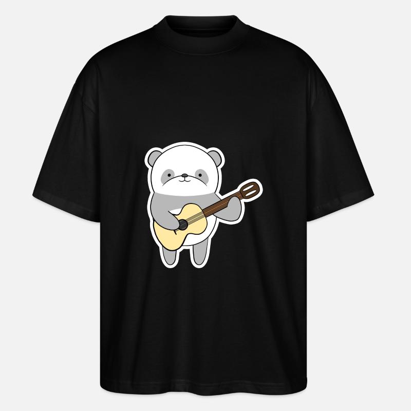 Panda mit Gitarre - Stanley/Stella Oversized Unisex Bio T-Shirt Blaster 2.0 - Schwarz