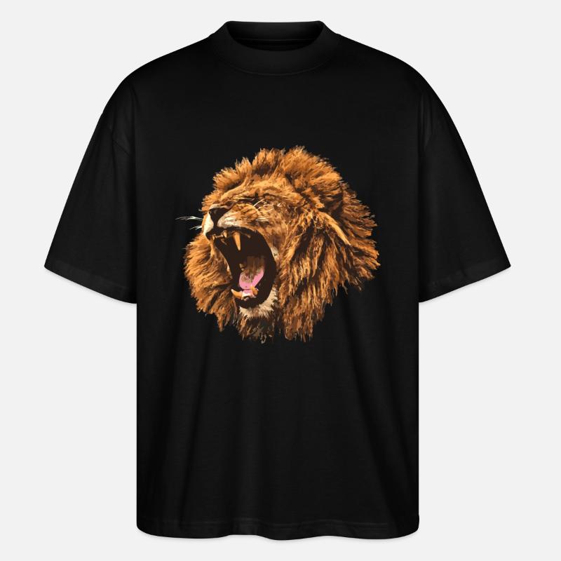 brüllender Löwe Geschenk - Stanley/Stella Oversized Unisex Bio T-Shirt Blaster 2.0 - Schwarz