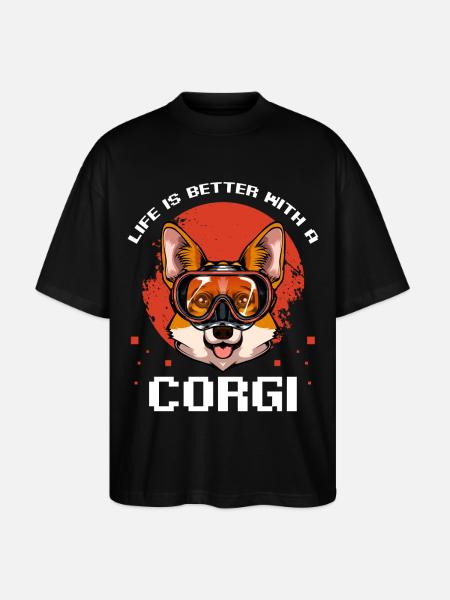 Amusement de bain pour les plongeurs corgi - T-shirt bio Blaster 2.0 coupe oversize Stanley/Stella Unisexe - noir