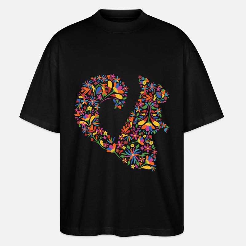 Blumen-Eichhörnchen - Stanley/Stella Oversized Unisex Bio T-Shirt Blaster 2.0 - Schwarz
