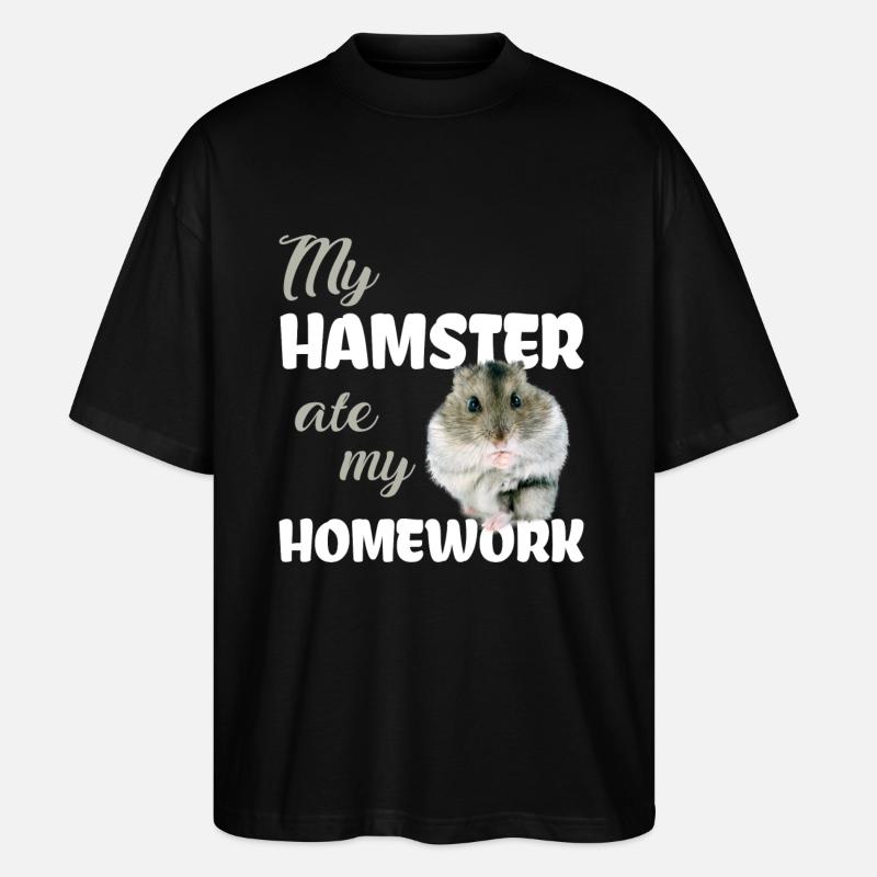 Devoirs de hamster drôle disant - T-shirt bio Blaster 2.0 coupe oversize Stanley/Stella Unisexe - noir