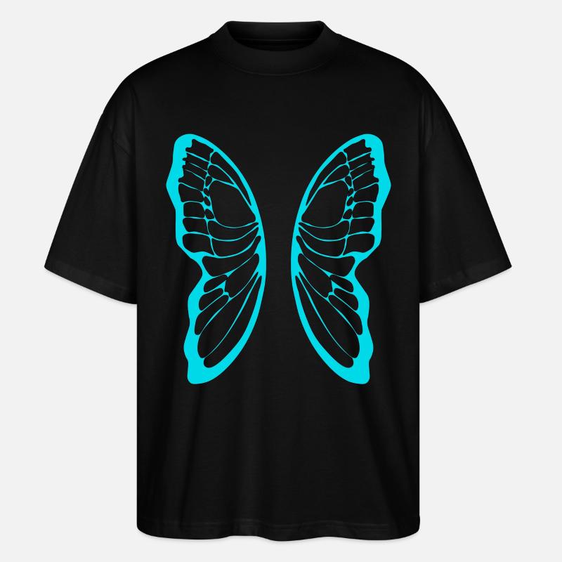 Turquoise butterfly wing pattern on black - Stanley/Stella Oversized Unisex Organic T-shirt Blaster 2.0 - black