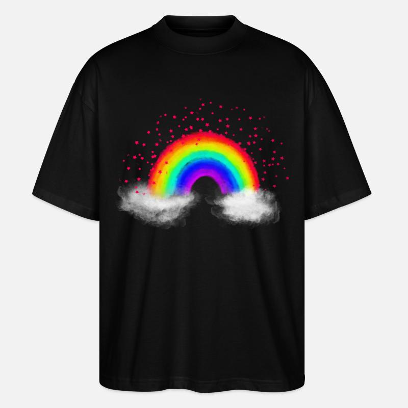 Regenbogen Wolken - Stanley/Stella Oversized Unisex Bio T-Shirt Blaster 2.0 - Schwarz